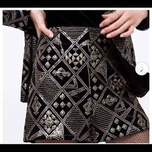 Zara sequin black shorts
